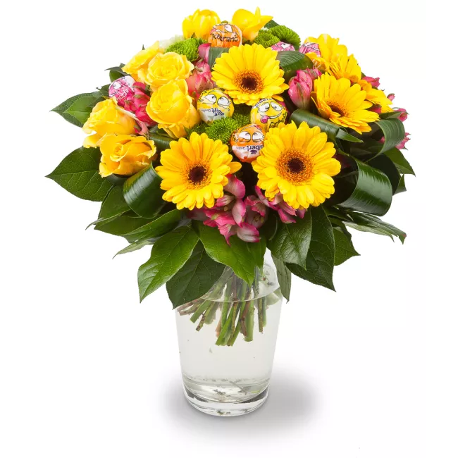 Bouquet of pink flowers with a hint of autumn